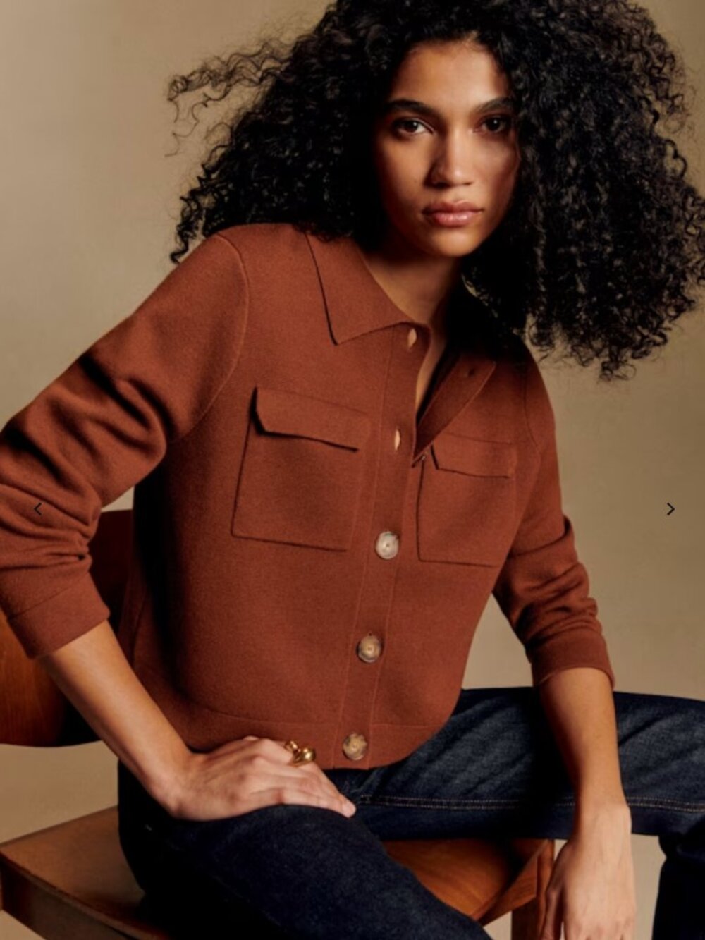 Sezane Betty Cardigan Hazelnut XS
